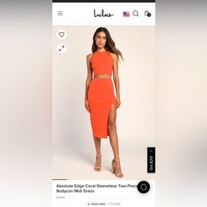 Lulus Orange 2 piece skirt and top
